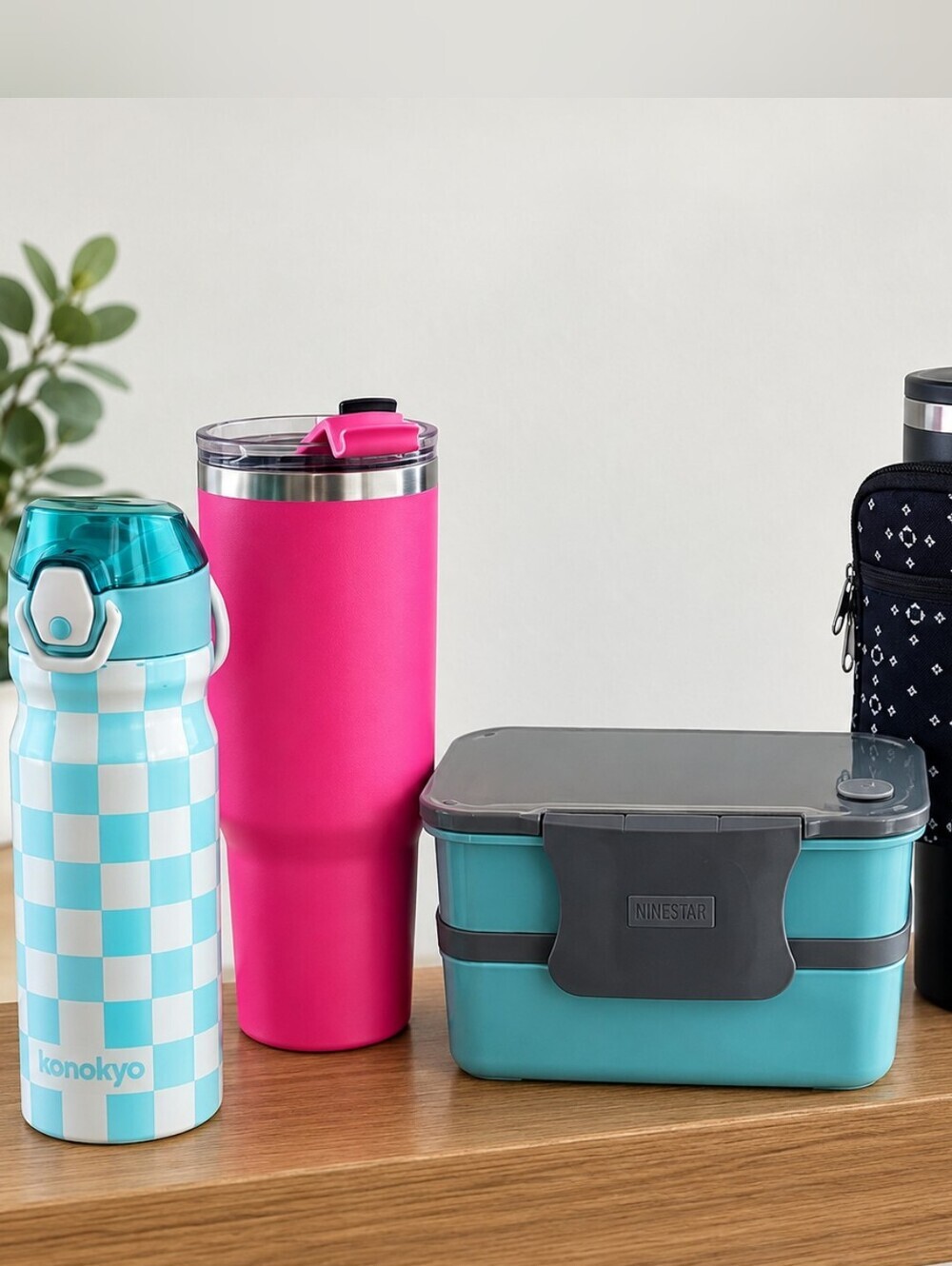 Kitchen Bundle Aqua Blue Meal Box with Gray Lid - Food Storage 3 Tumbers